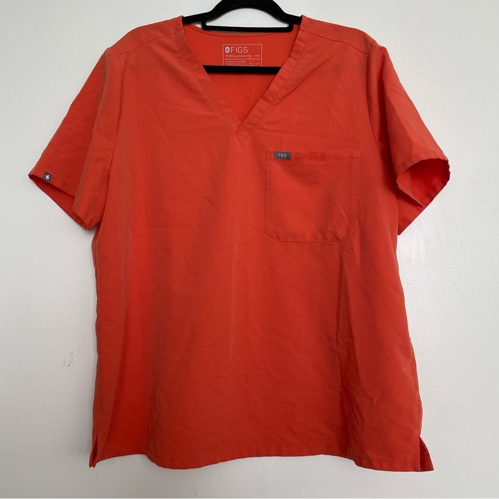 Women’s FIGS Catarina One-Pocket Scrub Top Sunset Orange 2525 Size XXL